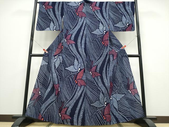 平和屋着物∴夏物　浴衣　有松鳴海絞り　舞蝶文　綿　逸品　CABE9157ng