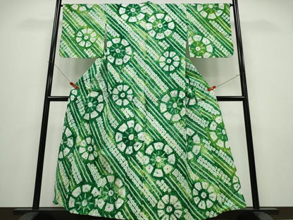 平和屋着物∴夏物　浴衣　有松鳴海絞り　水車　斜線文　綿　逸品　CABE9159ng
