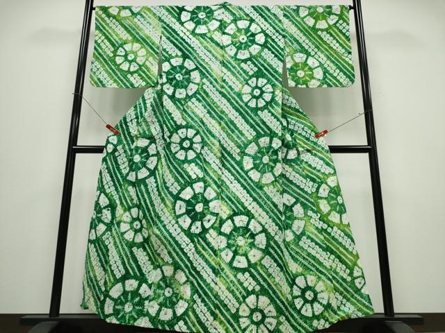 平和屋着物∴夏物　浴衣　有松鳴海絞り　水車　斜線文　綿　逸品　CABE9159ng