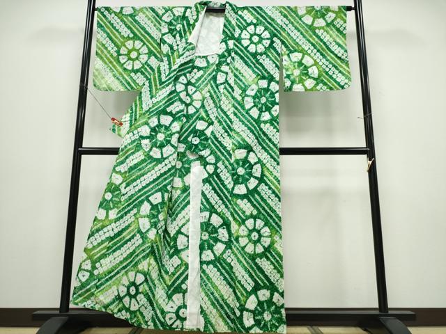 平和屋着物∴夏物　浴衣　有松鳴海絞り　水車　斜線文　綿　逸品　CABE9159ng