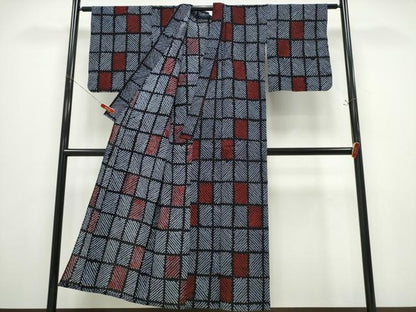 平和屋着物∴夏物　浴衣　有松鳴海絞り　格子柄　綿　逸品　CABE9162ng