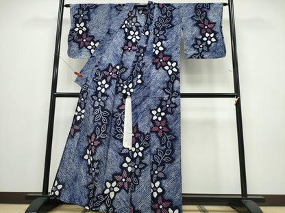 平和屋着物∴夏物　浴衣　有松鳴海絞り　枝花文　綿　逸品　CABE9164ng
