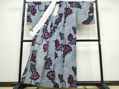 平和屋着物∴夏物　浴衣　有松鳴海絞り　枝花文　綿　逸品　CABE9167ng