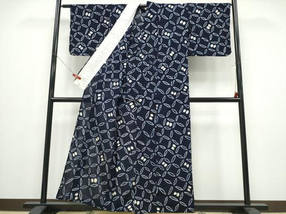 平和屋着物∴夏物　浴衣　有松鳴海絞り　七宝文　綿　逸品　CABE9168ng