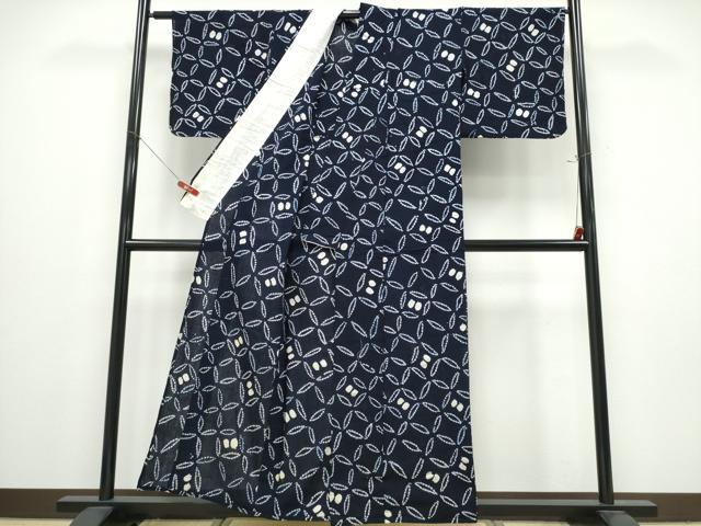 平和屋着物∴夏物　浴衣　有松鳴海絞り　七宝文　綿　逸品　CABE9168ng