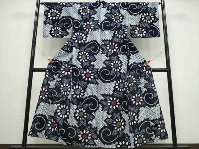 平和屋着物∴夏物　浴衣　有松鳴海絞り　菊唐草文　綿　逸品　CABE9170ng