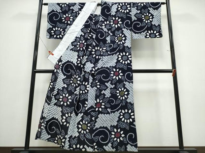 平和屋着物∴夏物　浴衣　有松鳴海絞り　菊唐草文　綿　逸品　CABE9170ng