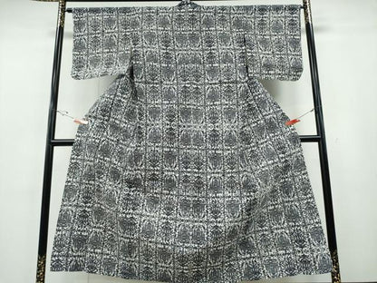 平和屋着物∴夏物　浴衣　注染　手縫い　風景文　日本製　綿　逸品　CABE9175ng