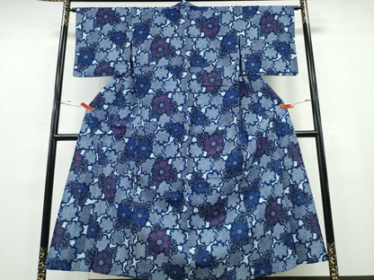 平和屋着物∴夏物　浴衣　舞蝶文　リップル生地　綿　逸品　CABE9179ng