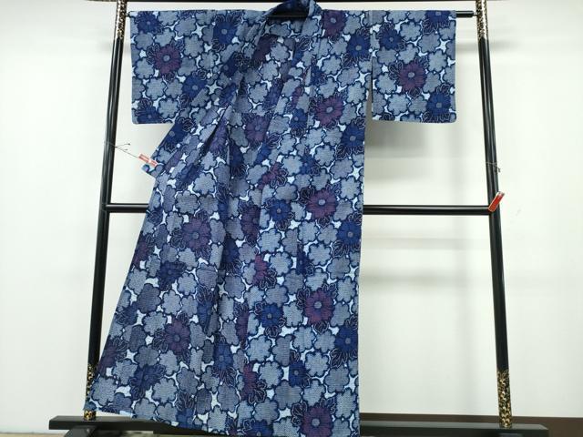 平和屋着物∴夏物　浴衣　舞蝶文　リップル生地　綿　逸品　CABE9179ng