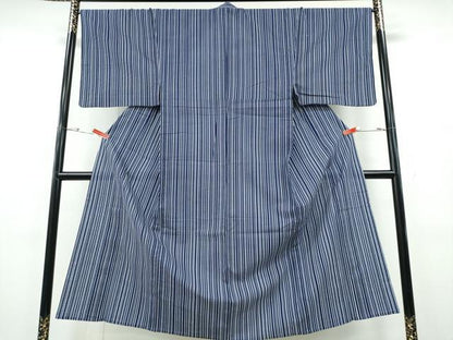 平和屋着物∴夏物　男性　浴衣　両面染　縞　綿　逸品　CABE9182ng
