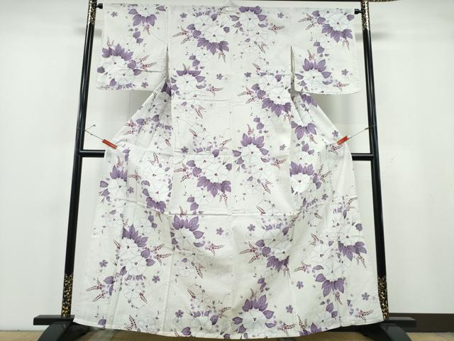 平和屋着物∴夏物　浴衣・小紋兼用　綿絽　朝顔　綿　逸品　CABE9184ng