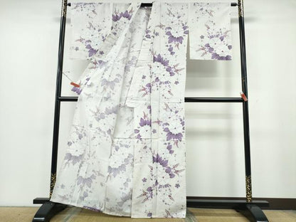 平和屋着物∴夏物　浴衣・小紋兼用　綿絽　朝顔　綿　逸品　CABE9184ng