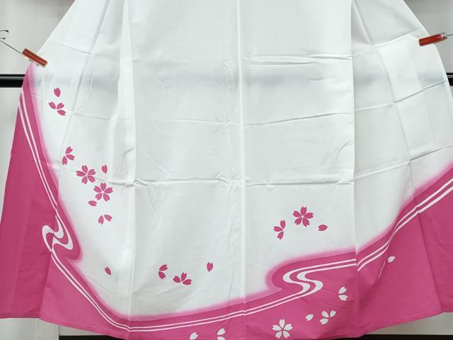 平和屋着物∴夏物　浴衣　訪問着　流水舞桜　綿　逸品　CABE9187ng