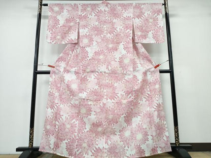 平和屋着物∴夏物　浴衣・小紋兼用　菊文　綿麻　逸品　CABE9188ng