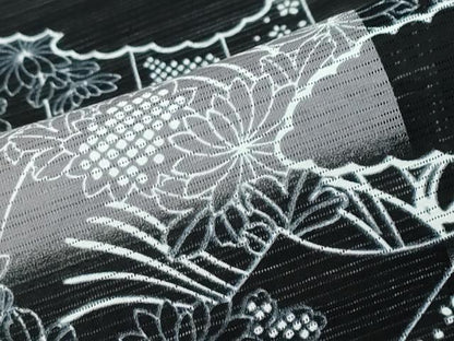 平和屋着物∴夏物　浴衣　綿絽　市松風景花文　綿　逸品　CABE9192ng
