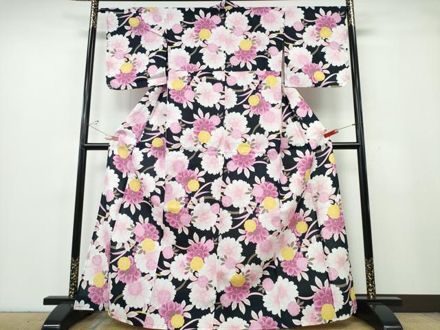 平和屋着物∴夏物　浴衣　舞桜　綿　逸品　CABE9193ng