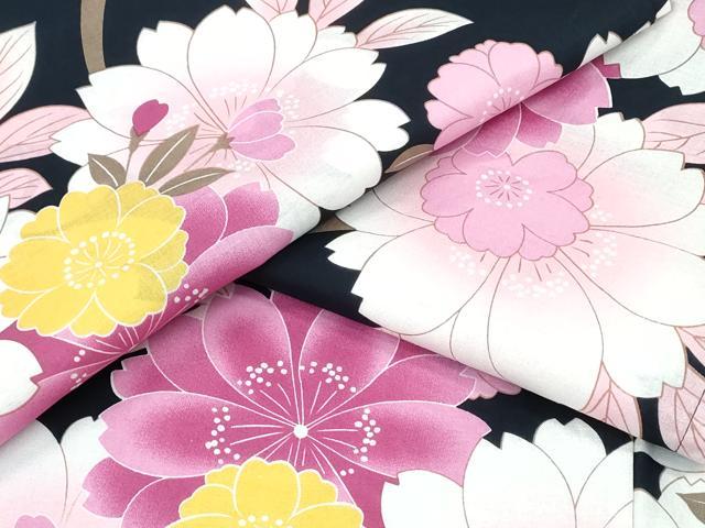 平和屋着物∴夏物　浴衣　舞桜　綿　逸品　CABE9193ng