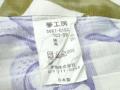 平和屋着物∴夏物　夢工房　浴衣・小紋兼用　百合　日本製　綿麻　逸品　CABE9194ng