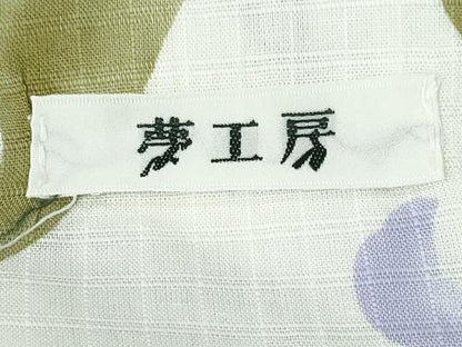 平和屋着物∴夏物　夢工房　浴衣・小紋兼用　百合　日本製　綿麻　逸品　CABE9194ng