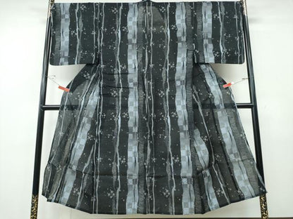 平和屋着物∴夏物　男性　浴衣　綿紅梅　よろけ縞吉祥文　綿　逸品　CABE9199ng