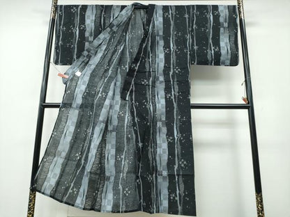 平和屋着物∴夏物　男性　浴衣　綿紅梅　よろけ縞吉祥文　綿　逸品　CABE9199ng