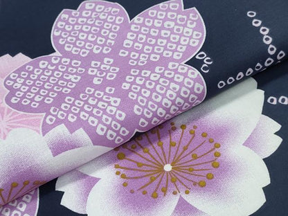 平和屋着物∴夏物　浴衣　舞桜　綿　逸品　未使用　CABE9200ng