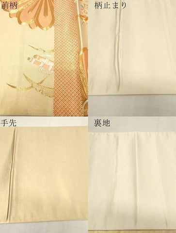 平和屋着物▼袋帯 総刺繍 駒刺繍 雪輪花文 金糸 正絹 逸品 CABE9224dy