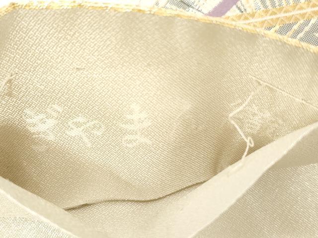 平和屋着物▼六通柄袋帯　ぎやまん織　飛鶴松梅文　金銀糸　正絹　逸品　CABE9335dy