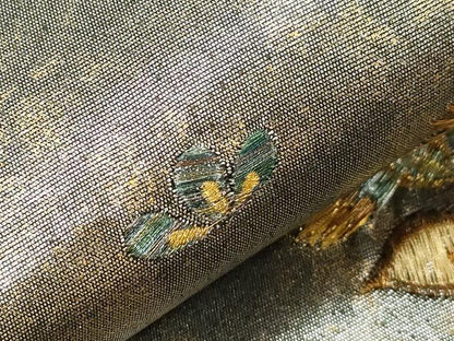 平和屋着物▼太鼓柄袋帯　総刺繍　草花文　金銀彩　引箔　正絹　逸品　CABE9349dy