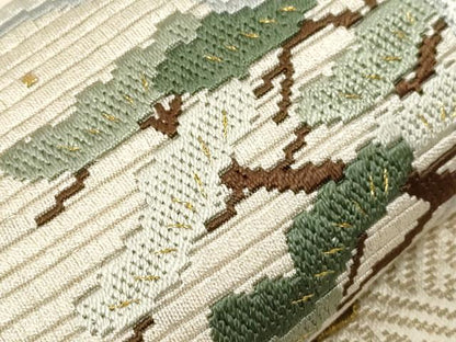 平和屋着物▼太鼓柄袋帯　総刺繍　人物文　金糸　正絹　逸品　CABE9352dy
