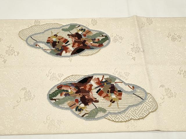 平和屋着物▼太鼓柄袋帯　総刺繍　人物文　金糸　正絹　逸品　CABE9352dy
