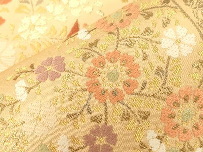 平和屋着物▼西陣の名門　本家加納　六通柄袋帯　唐織　向い鳥花文　金糸　正絹　逸品　CABE9374dy