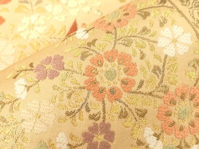 平和屋着物▼西陣の名門　本家加納　六通柄袋帯　唐織　向い鳥花文　金糸　正絹　逸品　CABE9374dy