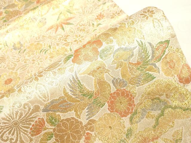 平和屋着物●全通柄　本袋帯　花唐草文　金糸　正絹　逸品　CABC5278hy 激安アウトレット 通販 平和屋着物◎六通柄袋帯 花唐草文 うるし箔