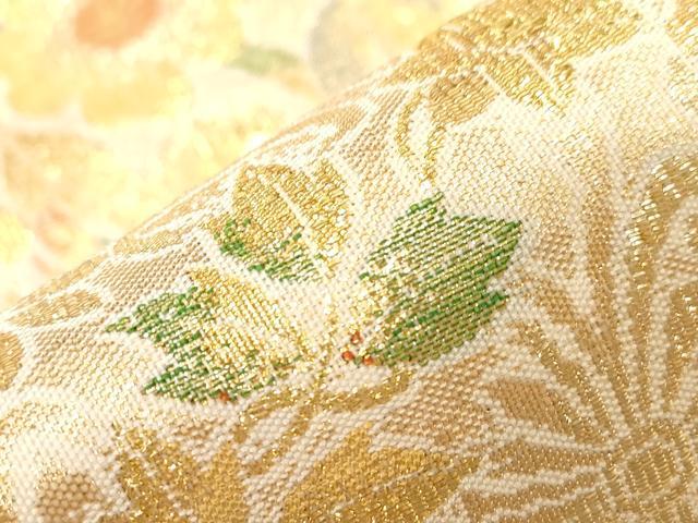 平和屋着物▼六通柄袋帯　向かい鳥花文　金糸　正絹　逸品　CABE9377dy