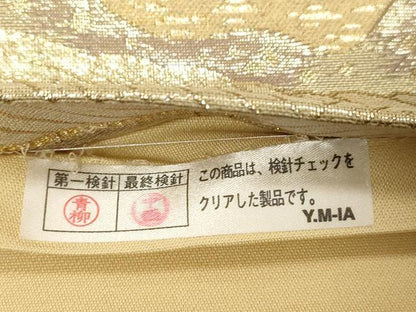 平和屋着物▼六通柄袋帯　遠山飛鶴文　金糸　正絹　逸品　CABE9453dy