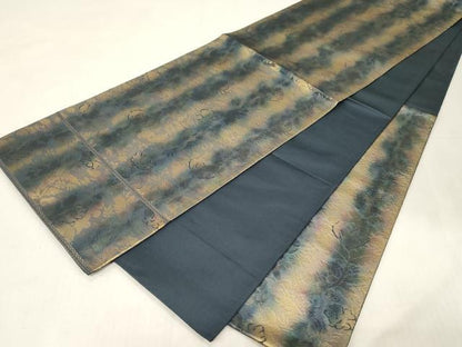 平和屋着物◎西陣　服部織物謹製　六通柄袋帯　こはく錦　手工芸　更紗文　金彩　正絹　逸品　CABE9456dy