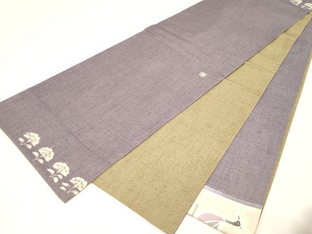 平和屋着物◎太鼓柄袋帯　作家物　紬地　花鳥文　金彩　正絹　逸品　CABE9487dy