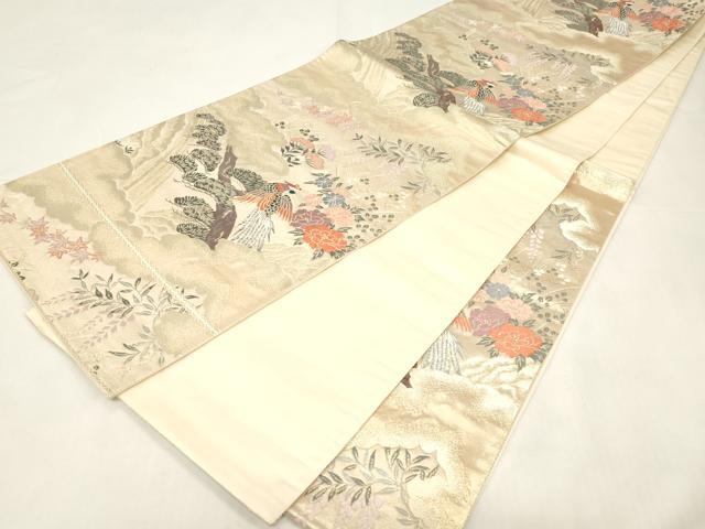 平和屋着物◎六通柄袋帯　唐織　絢花鳳鳥　金糸　正絹　逸品　CABE9491dy