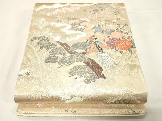 平和屋着物◎六通柄袋帯　唐織　絢花鳳鳥　金糸　正絹　逸品　CABE9491dy