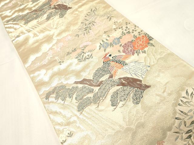 平和屋着物◎六通柄袋帯　唐織　絢花鳳鳥　金糸　正絹　逸品　CABE9491dy