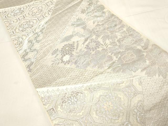 平和屋着物◎六通柄袋帯　煌きのオパール　銀糸　正絹　逸品　CABE9497dy