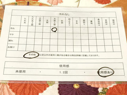 平和屋着物◎六通柄袋帯　唐織　扇面草花文　金糸　正絹　逸品　CABE9500dy