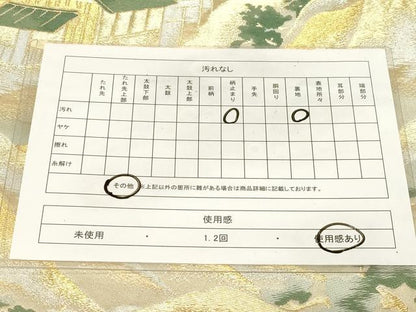 平和屋着物◎六通柄袋帯 風景文 金銀糸 正絹 逸品 CABE9508dy