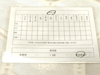 平和屋着物◎六通柄袋帯　亀甲花文　銀糸　正絹　逸品　CABE9581dy