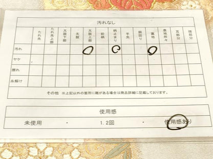 平和屋着物◎六通柄袋帯 唐織 亀甲草花文 金糸 正絹 逸品 CABE9600dy