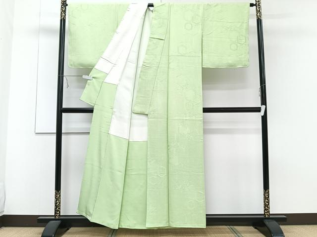 平和屋着物■上質な色無地 亀甲重ね草花地紋 夏虫色 正絹 逸品 CABE9603xi