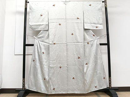 平和屋着物■上質な小紋 絞り 舞楓地紋 正絹 逸品 未使用 CABE9606xi