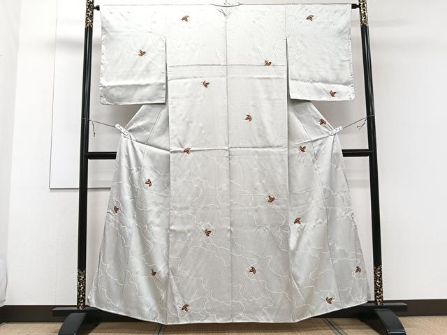 平和屋着物■上質な小紋 絞り 舞楓地紋 正絹 逸品 未使用 CABE9606xi